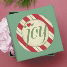 Joy Kerst sticker - Rode en groene strepen