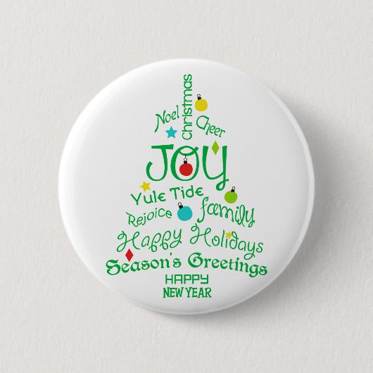 Joy kerstboom ronde button 5,7 cm (Voorkant)