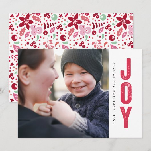 Joy kerstcadefoto feestdagenkaart (Voorkant / Achterkant)