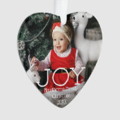 "JOY" kerstelegante luxe foto's op maat + tekst Ornament (voorkant)
