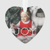 "JOY" kerstelegante luxe foto's op maat + tekst Ornament (achterkant)