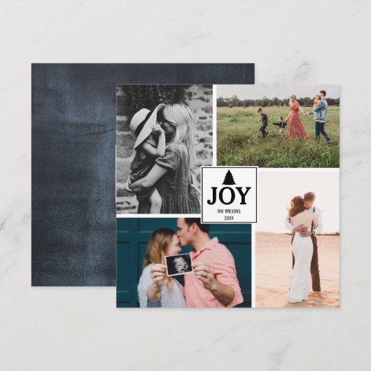 Joy Kerstfamilie Foto Collage Xmas Kaart (Voorkant / Achterkant)