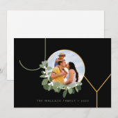 Joy kerstfamilie Foto Modern typografie Feestdagenkaart (Voorkant / Achterkant)