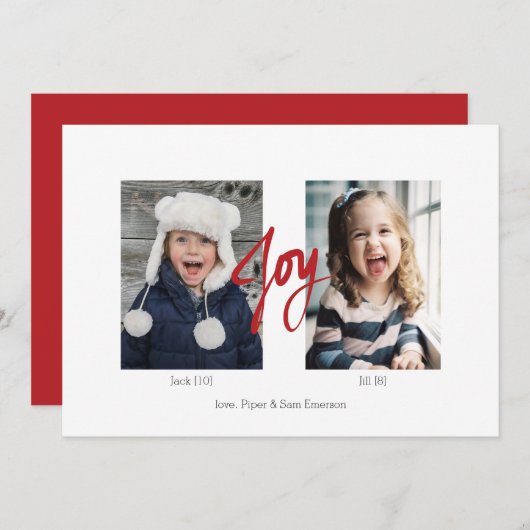 JOY kerstfeestay 2-fotokaart Feestdagenkaart (Voorkant / Achterkant)