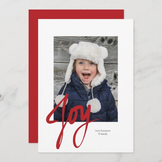 JOY kerstfeestay fotoplatte kaart (Voorkant / Achterkant)