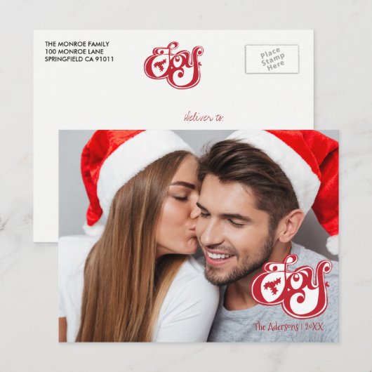 Joy Kerstfeestdag Foto Briefkaart (Voorkant / Achterkant)