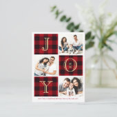 JOY | kerstfeestdag met rode Pset-foto's Briefkaart (Staand voorkant)