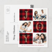 JOY | kerstfeestdag met rode Pset-foto's Briefkaart (Voorkant / Achterkant)
