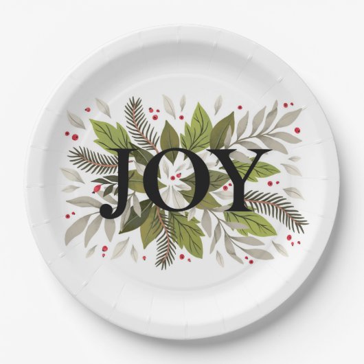 JOY, kerstfeestdag Papieren Bordje (Voorkant)