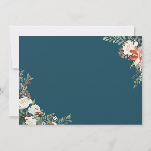 JOY kerstFloral met twee foto's collage Feestdagenkaart (Achterkant)