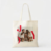JOY Kerstfoto | Gepersonaliseerde vakantie Tote Bag (Voorkant)