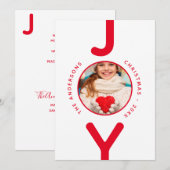 Joy kerstfoto witte rode, eenvoudige kaart (Voorkant / Achterkant)