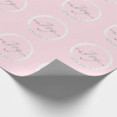 Joy Kerstgrijs Zilver Grijze roze Feestdagen Cadeaupapier (Hoek)