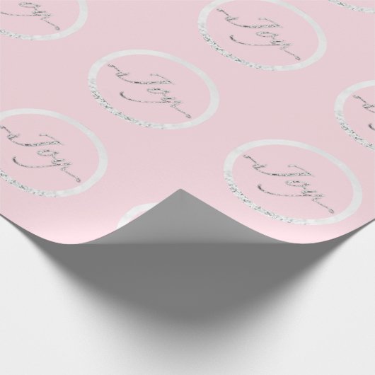 Joy Kerstgrijs Zilver Grijze roze Feestdagen Cadeaupapier (Hoek)