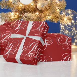 Joy - Kerstkerstalk kalligrafie - rood Cadeaupapier