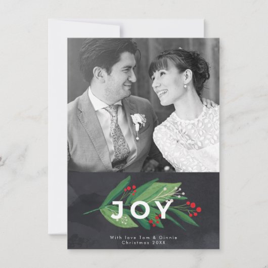 Joy kerstkerstwinterfotokaart feestdagenkaart (Voorkant)