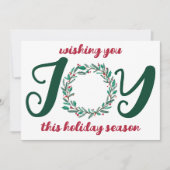 JOY Kerstkrans Hand-getrokken AANGEPASTE FOTO Feestdagenkaart (Voorkant)