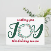 JOY Kerstkrans Hand-getrokken AANGEPASTE FOTO Feestdagenkaart (Staand voorkant)