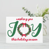 JOY Kerstkrans Hand-getrokken AANGEPASTE FOTO Feestdagenkaart (Staand voorkant)