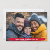 JOY Kerstkrans Hand-getrokken AANGEPASTE FOTO Feestdagenkaart (Achterkant)