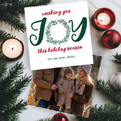 JOY Kerstkrans Hand-getrokken AANGEPASTE FOTO Feestdagenkaart