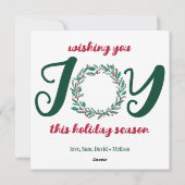 JOY Kerstkrans Hand-getrokken AANGEPASTE FOTO Feestdagenkaart (Achterkant)