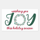 JOY Kerstkrans Hand-getrokken CUSTOM Rechthoekige Sticker (Voorkant)