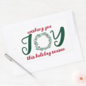 JOY Kerstkrans Hand-getrokken CUSTOM Rechthoekige Sticker (Envelop)