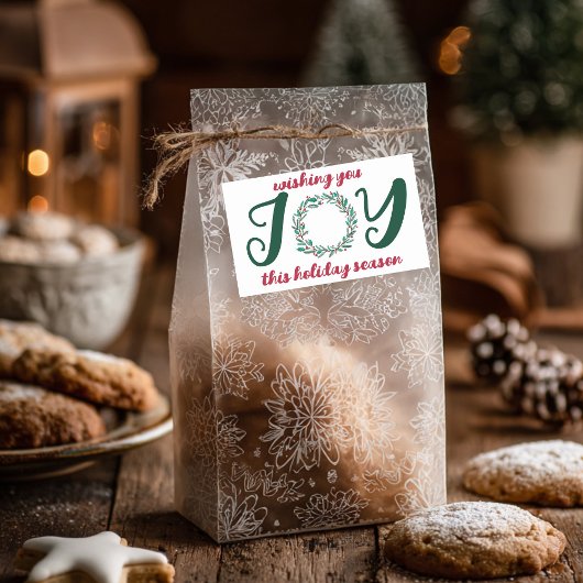 JOY Kerstkrans Hand-getrokken CUSTOM Rechthoekige Sticker