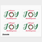 JOY Kerstkrans Hand-getrokken CUSTOM Rechthoekige Sticker (Vel)