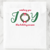 JOY Kerstkrans Hand-getrokken CUSTOM Rechthoekige Sticker (Tas)