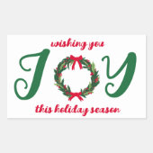 JOY Kerstkrans Hand-getrokken CUSTOM Rechthoekige Sticker (Voorkant)