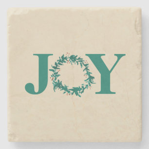Joy Kerstkrans met bessen Stenen Onderzetter