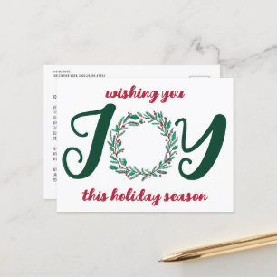 JOY Kerstkrans met de hand getekend Simpel Feestdagenkaart