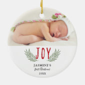Joy Kerstmis baby's eerste kerstfoto Elegant Keramisch Ornament (Achterkant)