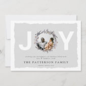 'JOY' Kerstmis Botanische Wreatfoto Feestdagenkaart (Voorkant)