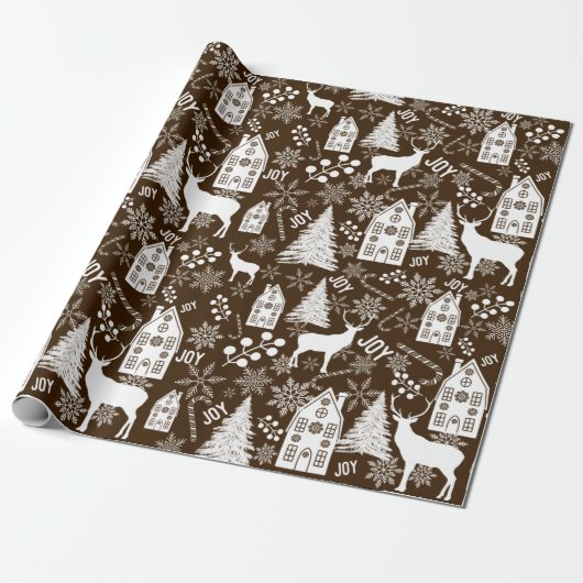 Joy Kerstmis Cadeaupapier (Uitgerold)