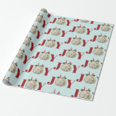 Joy Kerstmis en Dollar Holly Berries Kustal Cadeaupapier (Uitgerold)