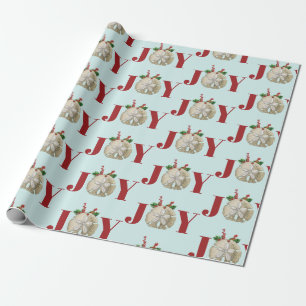 Joy Kerstmis en Dollar Holly Berries Kustal Cadeaupapier