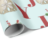 Joy Kerstmis en Dollar Holly Berries Kustal Cadeaupapier (Rol Hoek)