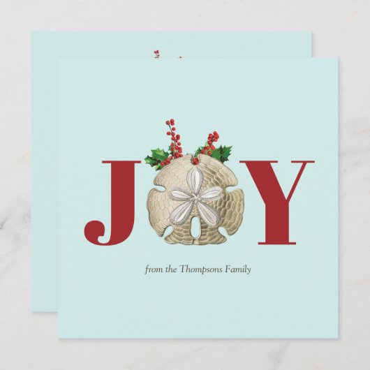 Joy Kerstmis en Dollar Holly Berries Kustal Feestdagenkaart (Voorkant / Achterkant)