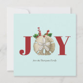 Joy Kerstmis en Dollar Holly Berries Kustal Feestdagenkaart (Voorkant)