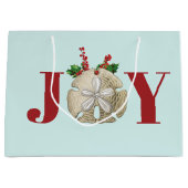 Joy Kerstmis en Dollar Holly Berries Kustal Groot Cadeauzakje (Voorkant)