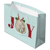 Joy Kerstmis en Dollar Holly Berries Kustal Groot Cadeauzakje (Achterkant Gekanteld)