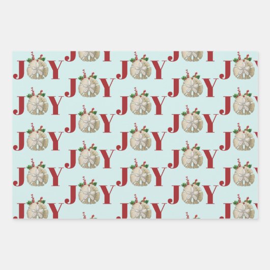 Joy Kerstmis en Dollar Holly Berries Kustal Inpakpapier Vel (Voorkant 3)