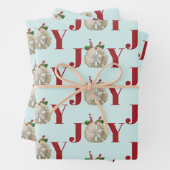 Joy Kerstmis en Dollar Holly Berries Kustal Inpakpapier Vel (In situ)