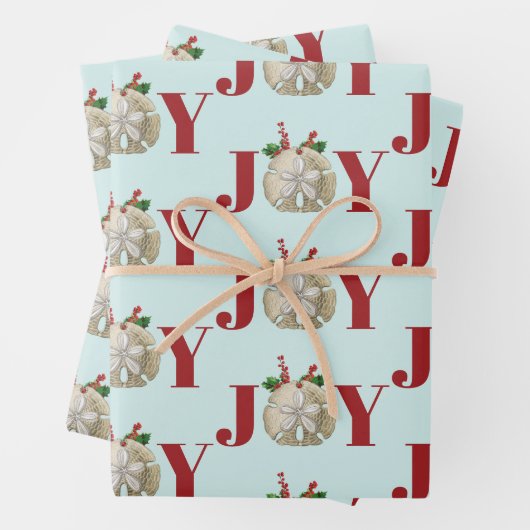 Joy Kerstmis en Dollar Holly Berries Kustal Inpakpapier Vel (In situ)