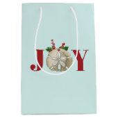 Joy Kerstmis en Dollar Holly Berries Kustal Medium Cadeauzakje (Voorkant)