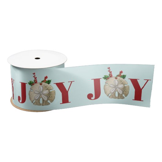 Joy Kerstmis en Dollar Holly Berries Kustal Satijnen Lint (Spoel)