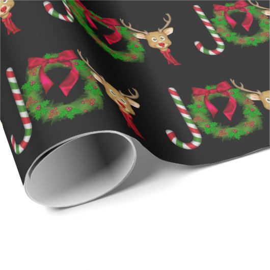 JOY Kerstmis en rendier Cadeaupapier (Rol Hoek)